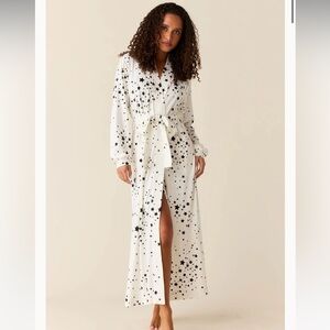 MASON Grey Skylar Cloud Jersey Banded Long Robe in White Stars